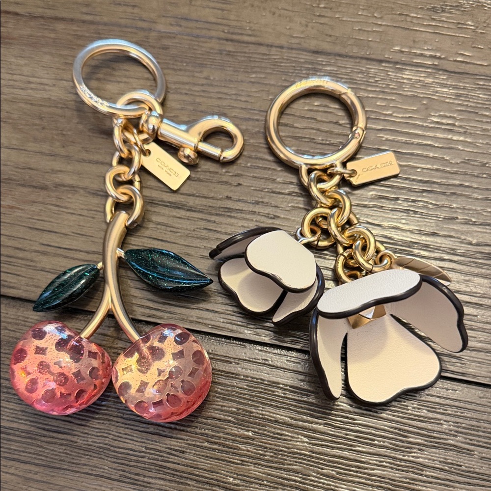 Coach Cherry and Flower bag charm Set